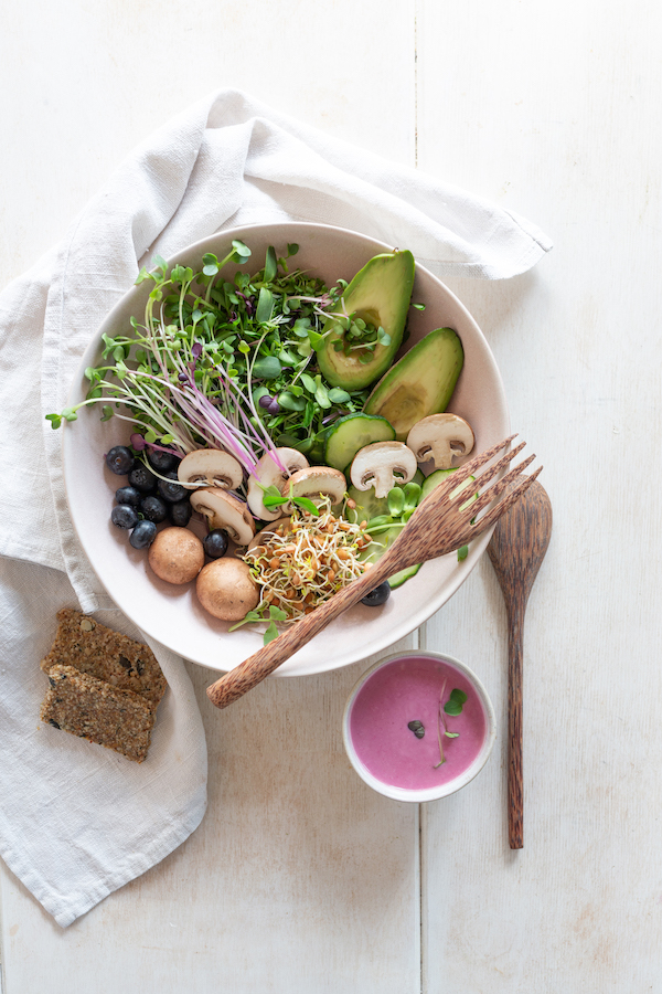 Bowl with micorgreens and sprouts