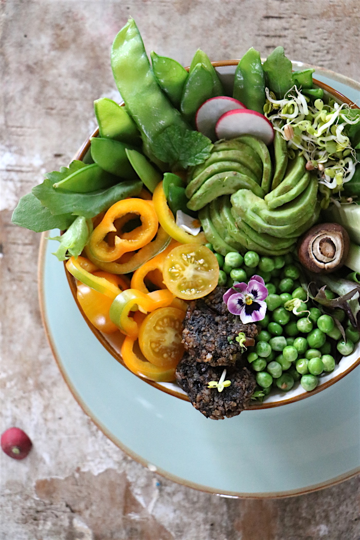 salad bowl with patties