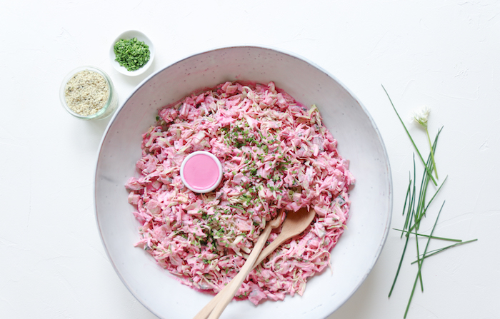 red cabbage and cucumber salad